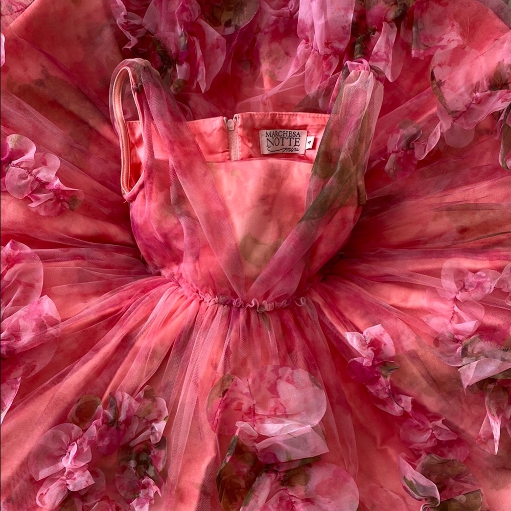 Marchesa Little Girl’S Floral Appliqué Fit & Flare Dress In Pink